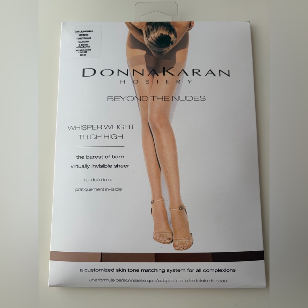 Donna Karan Nude Whisper Weight Thigh High Hosiery Tone A03 Tall Size DKS003